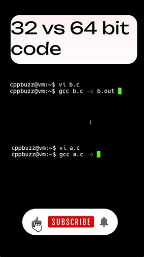 32-bit vs 64-bit code in C programming #shorts #cprogramming #ctutorials #linux #gcc #cppbuzz