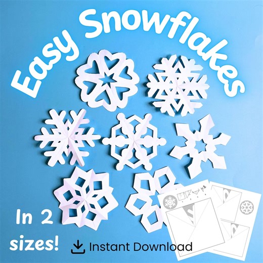 Paper Snowflake Template Printable Winter Craft Classroom Activity Kids 14 Fold Cut PDF Patterns Easy Bulletin Board Decor Window Decoration - Etsy UK