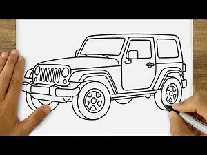 How to Draw a Jeep Wrangler | Easy SUV Drawing