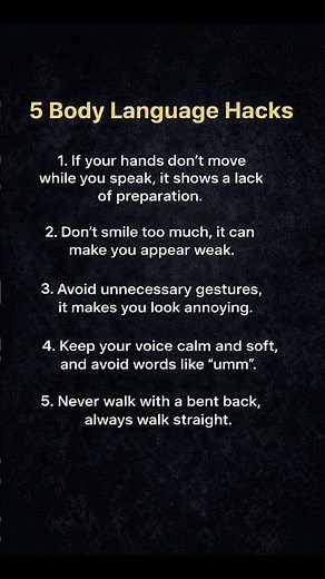 5 Body Language Hacks That Make You Look Confident #bodylanguage psychologyfacts #selfimprovement