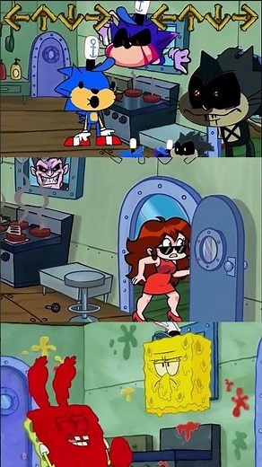 Epic FNF Sonic Mod: SpongeBob Tracks & Mr. Krabs' Krusty Caroling! #fnf #sonic #shortsviral