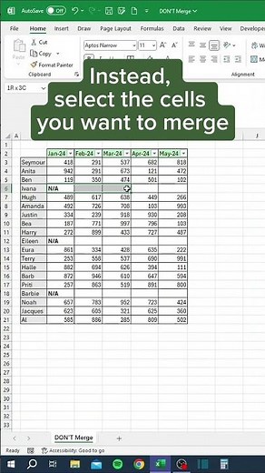 DON’T Merge in Excel‼️ #excel