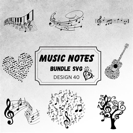 Music Notes SVG Bundle | Instrument Icons and Melody Clipart | Digital Cut Files for Cricut & Silhouette | Music Symbols and Note Designs - Etsy