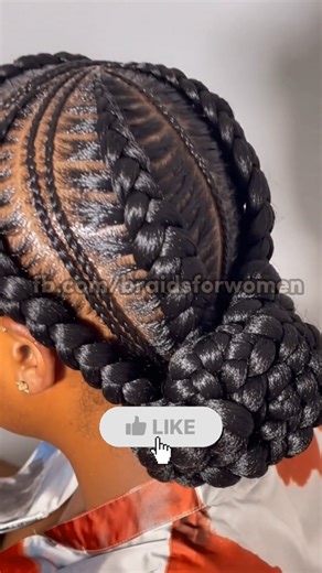 Sculpted Side Cornrows Into Braided Buns ✨ #cornrowstyles | Braids for Women