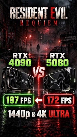 RTX 4090 vs RTX 5080: Resident Evil Requiem at 1440p & 4K #gpu #shorts