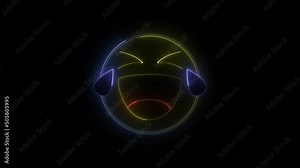 Laughing LOL Emoji Neon Background, Animation, Loop, Social Media, Reactions