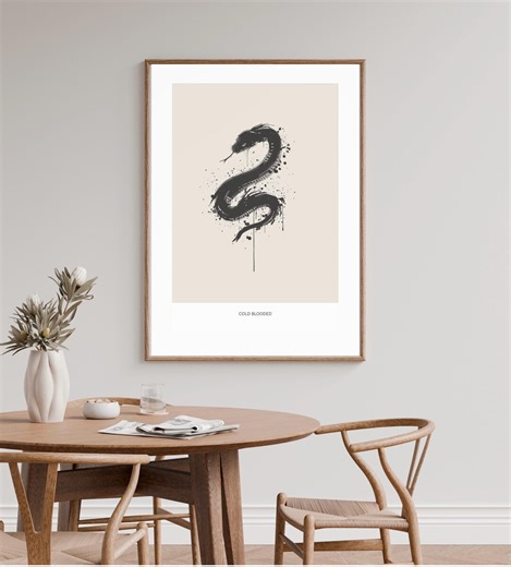 Snake Art Print, Minimalist Serpent Ink Poster, Abstract Animal Wall Decor, Edgy Black Ink Illustration | Digital Download - Etsy
