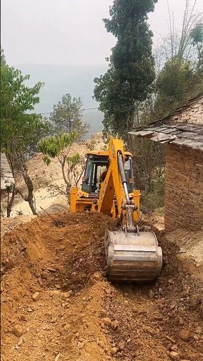JCB 3DX Backhoe Loader in Action, Clearing Landslide