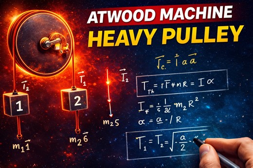 Physics problem solved: Atwood machine with a heavy pulley