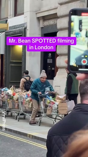 Mr Bean Filming 'Man Vs Baby' in Piccadilly Circus