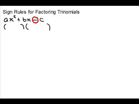 Sign Rules for Factoring Trinomials
