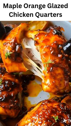 🍁 Maple Orange Glazed Chicken Quarters Tender, juicy chicken quarters coated in a sticky maple and orange glaze — sweet, savoury, and full of bright citrus flavour. This dish is simple to make yet impressive enough for a Sunday roast or holiday meal. 🍗 Ingredients (serves 4) 4 chicken leg quarters (thigh and drumstick attached) 2 tablespoons olive oil Salt and black pepper, to taste 1 teaspoon garlic powder (or 2 cloves fresh garlic, minced) ½ teaspoon paprika (optional, for a hint of smokines