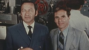 Wayne and Shuster look inside the CBC film library in 1970