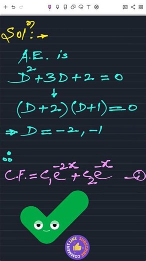 ✨️How to solve Linear Differential equation ( Example-2) _Shorts