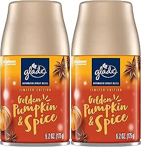 Glade Automatic Spray Refill, Air Freshener for Home and Bathroom, Golden Pumpkin & Spice, 6.2 Oz, 2 Count