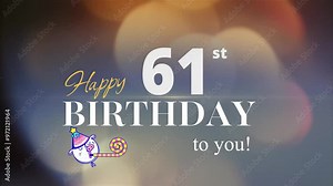 61st Happy Birthday, with gold particles Background, 61st Year Happy Birthday Wishes Greeting card, birthday card, invitation card, Celebration, party, Birthday wishes