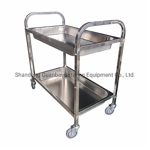 [Hot Item] Commercial Catering Equipment Stainless Steel Cart Tea Coffee Hand Carts Trolley Hotel Trolley Kitchen Serving Food