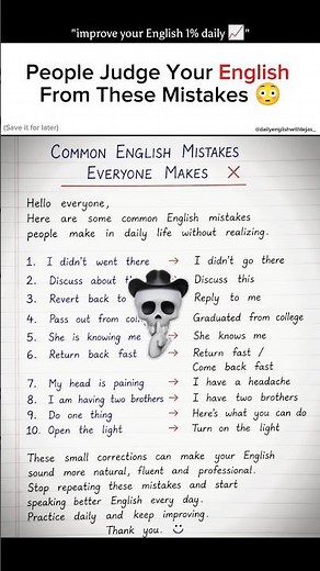 Common English Mistakes Everyone Makes ❌ #spokenenglish #learnenglish #viralshorts