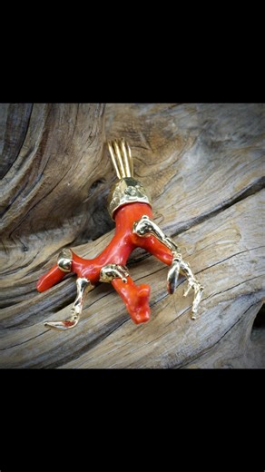 This natural red coral pendant was made in our shop years ago and our client dropped it recently, breaking the coral. But we were able to take the pieces and put them back together with gold attachments and even a few extra “branches”, all in 14 karat yellow gold! We are so glad she is going to be able to wear this awesome piece again! #coral #goldpendant #goldsmith #jewelrytok #fyp