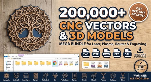 200,000+ CNC Vector Files Mega Bundle (svg, Dxf, Dwg, Stl) - Etsy Canada