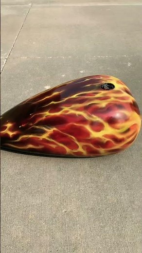 Custom painted airbrush art true real fire flames Harley Davidson WOW