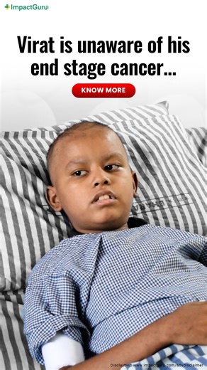 5.6K views · 266 reactions | He’s just 13… and he doesn’t even know he has end-stage blood cancer. Every day, Virat dreams of becoming a doctor, of saving lives — yet his own life hangs by a thread. His father, a glass store worker earning just ₹15,000/month, cannot afford the life-saving bone marrow transplant he urgently needs. https://tinyurl.com/y5xejeka | Impact Guru | Facebook
