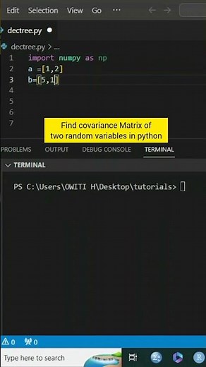 Covariance Matrix for two Random Samples in Python #pythonprogramming