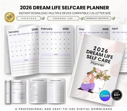 2026 Dream Life Self Care Planner, Wellness Journal (digital Download) - Etsy