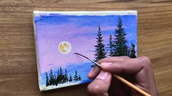 31K views · 210 reactions | Pine tree at dawn acrylic painting full tutorial  | Vinee Painting | Facebook