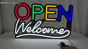 Watch Open neon sign for store welcome sign shop open sign on Amazon Live