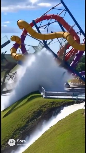 Fat Man Single Handedly DESTROYS a Waterpark! #waterpark #funny #ai #sora #trend
