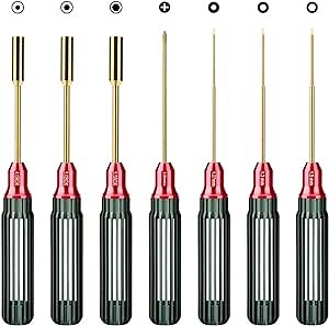 GLOBACT New Upgrade RC Screwdriver Kit RC Hex Driver Set RC Tool Kit RC Repair Tool Box for Traxxas TRX4M Axial SCX24 FMS FCX24 1/18 1/24 RC Mini Crawler & Truck Car (7Pcs Dark Green)