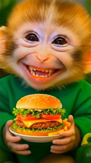 Funny Monkey Eating Burger 🍔😂 | Viral Short