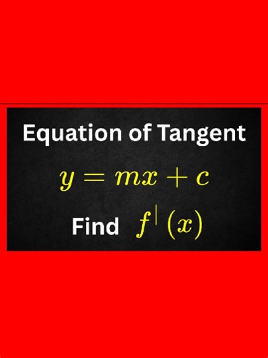 Equation of the Tangent Explained Simply Equation of tangent made clear fast. I explain equation of the tangent step by step, showing equation of the tangent y = mx c, gradients, differentiation, tangent line calculus, exam tricks students search for daily. Like, comment, share, follow, and turn on notifications for maths confidence and exam success #equationoftangent #calculus #tangentline #derivatives #examrevision #maths #learnmath #education #shortformlearning #muyversemaths