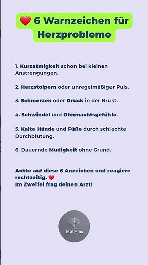 ❤️ 6 Warnzeichen für Herzprobleme – Diese Symptome solltest du ernst nehmen!