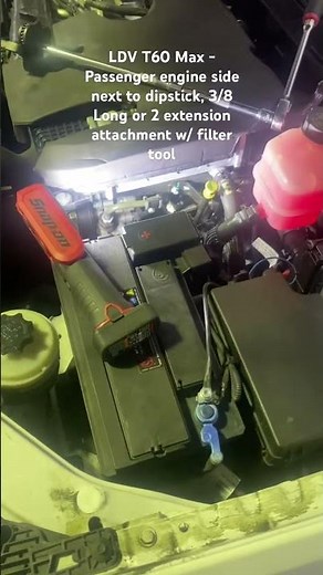 LDV T60 Max Oil filter location. Passenger engine side.