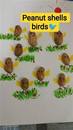 easy peanut shell birds 🐦🥜#drawing tutorial#yt shorts