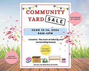Editable Community Yard Sale Flyer, Neighborhood Garage Sale Flyer Printable, Rummage Sale Event Template, Multiple Family Sale Flyer Custom - Etsy