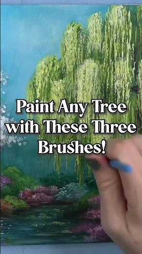 Paint Any Tree with These 3 Brushes! 🖌️🎨😁 #arttips #paintingtips #shorts
