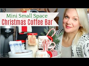 Christmas Coffee Bar Tutorial ❄☃️ Small Space Tiny House Coffee Bar ❄☃️ Decorate with Me on a Dime