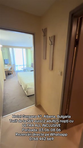 🌊 VACANȚĂ DE VARĂ LA MARE ÎN ALBENA! 🌊 Bucură-te de confort, natură și servicii excellente pe litoralul bulgăresc 🌞 🏨 Hotel Gergana 4★ – Albena, Bulgaria 📍 Situat într-o zonă liniștită, aproape de plajă, ideal pentru relaxare 📅 Perioada: 03.06 – 08.06 🌙 5 nopți 👫 2 adulți 🍽 ULTRA ALL INCLUSIVE 💶 Tarif de la 569 € ✅ Mese & băuturi incluse ✅ Relaxare fără griji ✅ Raport excelent calitate–preț 📲 Rezervări directe pe WhatsApp: 👉 0768 442 669 ⏳ Locuri limitate – profită acum de ofertă! 🌴