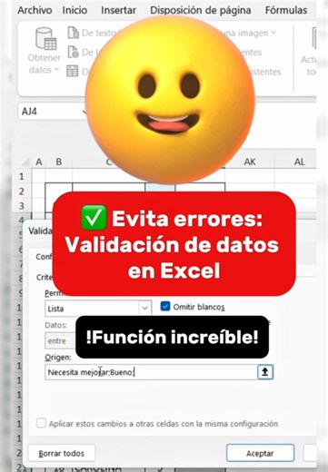 ✅ Evita errores: Validación de datos en Excel 📊 #excel #microsoftexcel #excelavanzado #reelviral #foryou #parati