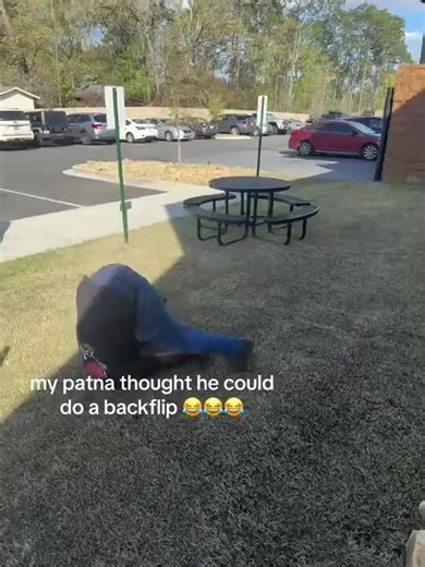 Man Attempts Backflip and Falls Hard, Making His Friends Burst Into Laughter