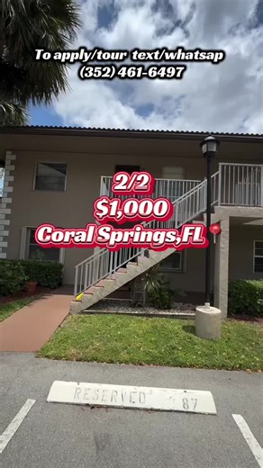 2/2 (805 Sqft.) $1000 (Water Included) Coral Springs, FL REQUIREMENTS/INFO -Credit not required -First & security -Monthly income MUST reflect 2x the rent -Application fee $100 - 2 days for association approval -NO Pets (Exceptions for registered service animals) Please be prepared to run a background check before touring #coralspringsflorida #apartmentforrent #browardcounty