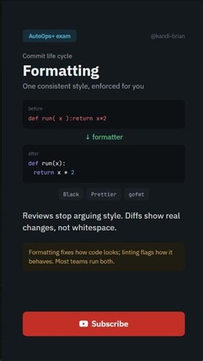 Code Formatting Short for Exam Prep | AutoOps+ Commit Life Cycle #comptia