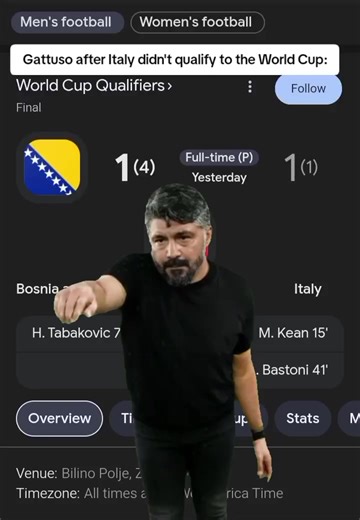 Italy didn't qualify to the world cup for the 3rd time in a roll💔 #gehgeh #footballtiktok #italy #gattuso #fyp