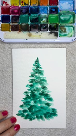 Masha | An artist of different styles on Instagram: "Simple Christmas tree painting 🖼️ #christmas #christmastree #christmaspainting"
