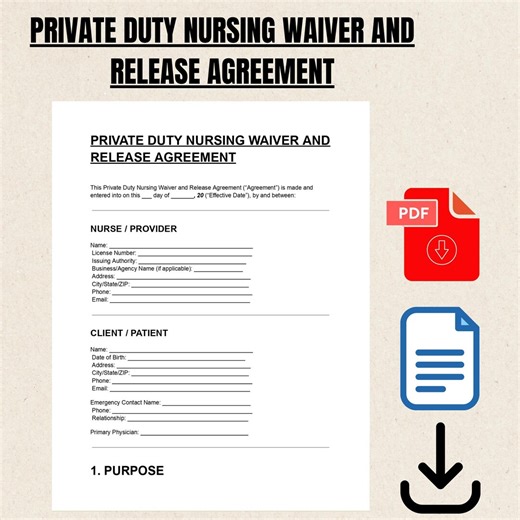 Private Duty Nursing Waiver Release Form | In-home Care Consent (PDF, DOC) - Etsy UK