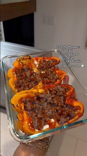 Stuffed Peppers Recipe 🧡 #healthyfood #gymgirl #prep #meals #mealprep #bodybuilding #healthy #food