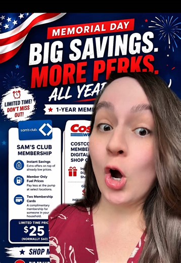 🇺🇸 MEMORIAL DAY MEMBERSHIP DEALS ARE LIVE!! 🔥 These are some of the BEST club membership prices I’ve seen just in time for summer shopping 👏 #MemorialDayDeals #SamsClubDeals #CostcoDeals #BJsWholesale #CouponCommunity